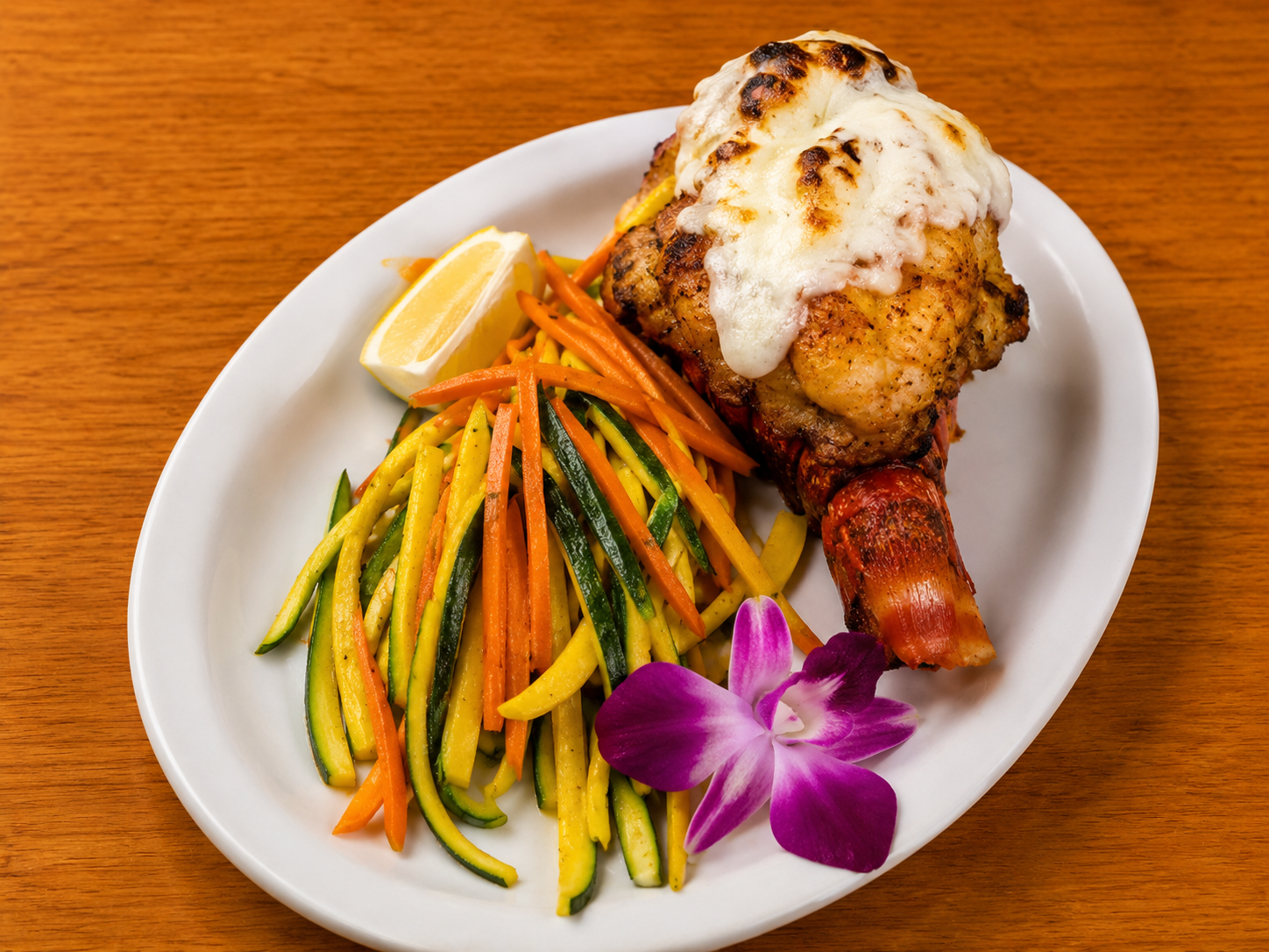 Lobster tail with sautéed vegetables